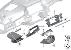 Доп.элементы панели приборов Нж. для BMW F10N Hybrid 5 N55 (схема запасных частей)