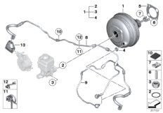 Вакуумный усилитель тормозов для BMW F02N 750LiX 4.0 N63N (схема запасных частей)