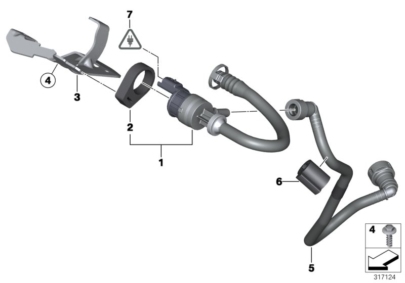 Клапан вентиляции топливного бака для BMW R57 Coop.S JCW N14 (схема запчастей)