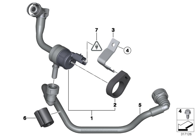 Клапан вентиляции топливного бака для MINI R56 Cooper N12 (схема запчастей)