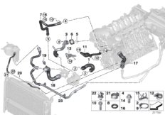 Шланги системы охлаждения для BMW E91N 330i N53 (схема запасных частей)