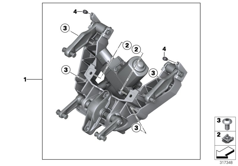 Механизм регулировки ветрозащитн.щитка для BMW K19 C 650 GT 16 (0C05, 0C15) 0 (схема запчастей)