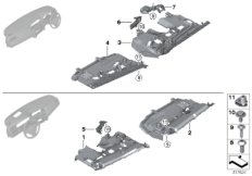 Доп.элементы панели приборов Нж. для BMW F11N 528i N20 (схема запасных частей)