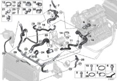 Шланги системы охлаждения для BMW E87N 116i 2.0 N43 (схема запасных частей)