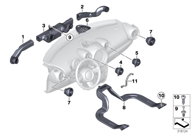 Воздуховод для BMW R61 Cooper D ALL4 2.0 N47N (схема запчастей)