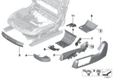 Сиденье Пд накладки сиденья для BMW F13N M6 S63N (схема запасных частей)