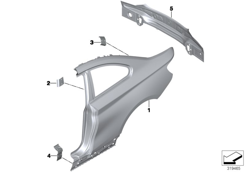 Крыло/облицовка задней части для BMW F22 230i B48 (схема запчастей)