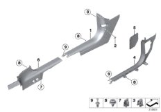 Боковая обшивка пространства для ног для MINI R61 Cooper SD ALL4 N47N (схема запасных частей)