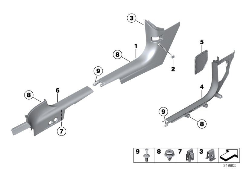 Боковая обшивка пространства для ног для BMW R61 JCW ALL4 N18 (схема запчастей)