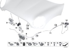 Капот/система замков для BMW R56N Cooper D 1.6 N47N (схема запасных частей)