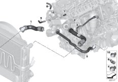 Шланги системы охлаждения для BMW E90N 330xd N57 (схема запасных частей)