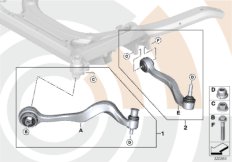 Ремкомплект тяги и попер.рычага подв. для BMW E61 525i M54 (схема запасных частей)