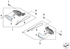 Фонарь указателя поворота Зд для BMW K70 F 700 GS (0B01, 0B11) 0 (схема запасных частей)