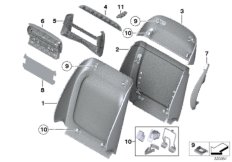 Накладки спинки переднего сиденья для BMW F11 528iX N20 (схема запасных частей)