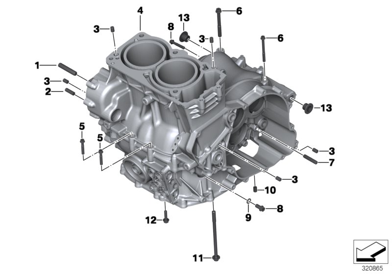 Картер двигателя дополнительные элементы для BMW K72 F 800 GS 13 (0B02, 0B12) 0 (схема запчастей)