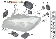 Детали ксеноновой фары / ALC для BMW E84 X1 20iX N20 (схема запасных частей)