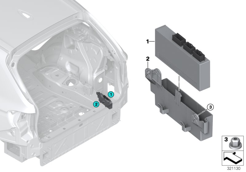 Блок упр.функц.модуля крышки багажника для BMW F15 X5 30dX N57N (схема запчастей)