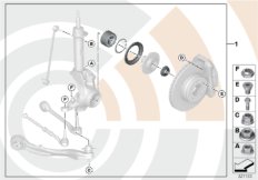 Рем.комплект ступицы переднего колеса для BMW E91 330xd M57N2 (схема запасных частей)