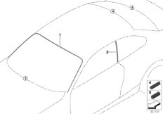 Остекление, дополнительные элементы для BMW MOSP M235i Racing N55 (схема запасных частей)