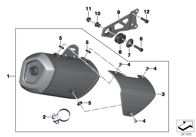 Глушитель/дополнительные элементы для BMW K18 C 600 Sport (0131, 0132) 0 (схема запчастей)