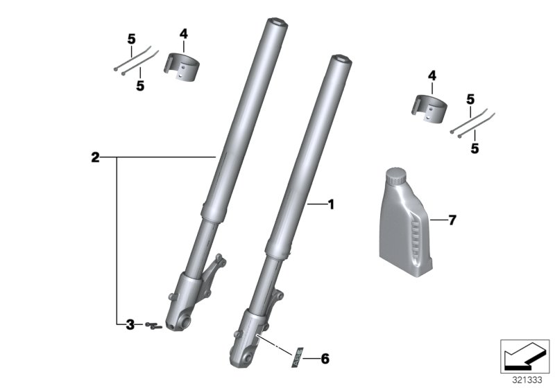 Телескопическая вилка для MOTO K18 C 650 Sport 16 (0C04, 0C14) 0 (схема запчастей)