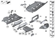 Доп.элементы панели приборов Нж. для BMW F01N 730dX N57N (схема запасных частей)