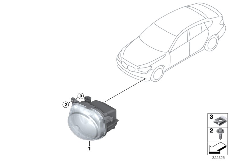 Светодиодная противотуманная фара для BMW F10N 535dX N57Z (схема запчастей)