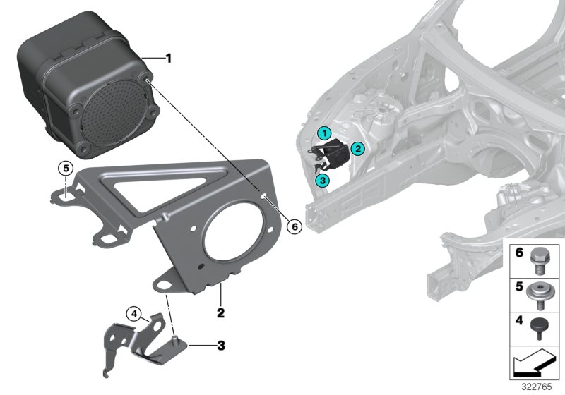 Автомобильный звукогенератор для BMW F10 530d N57N (схема запчастей)