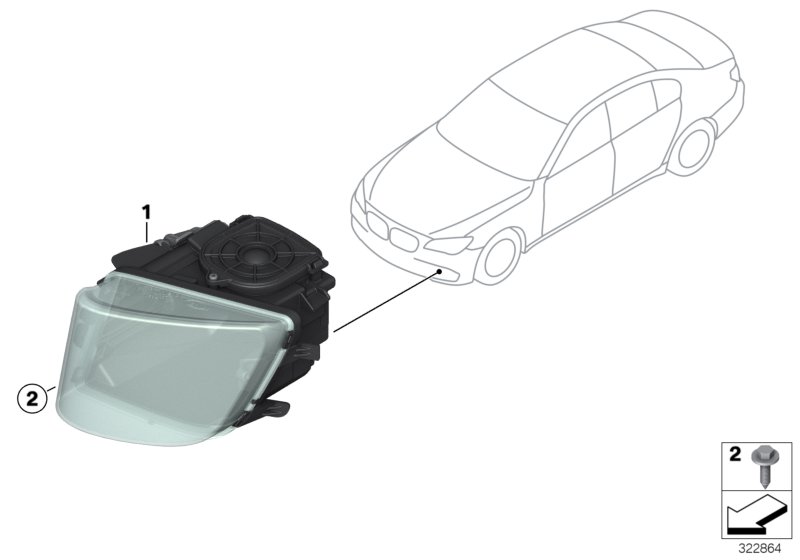 Фара направленного света для BMW F02N 750LiX 4.0 N63N (схема запчастей)