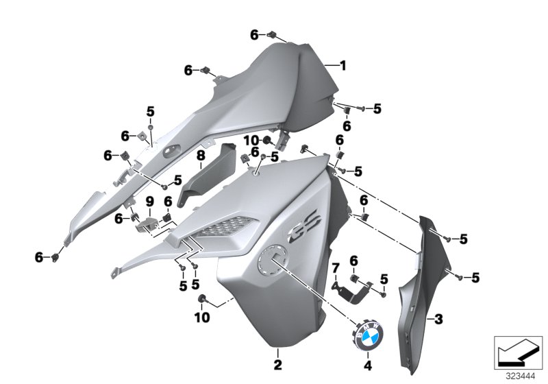 Боковая обшивка Пд для BMW K75 F 800 GS Adve. (0B05, 0B15) 0 (схема запчастей)