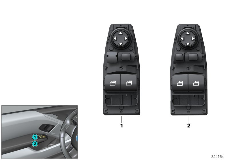 Выключатель стеклоподъемника стор.водит. для BMW I01 i3 60Ah IB1 (схема запчастей)