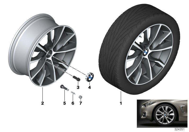 Л/с диск BMW турбинный дизайн 402 - 19'' для BMW F30 320iX N20 (схема запчастей)