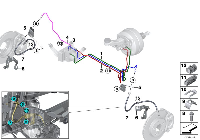 Трубопровод тормозного привода Пд для BMW I01 i3 94Ah IB1 (схема запчастей)