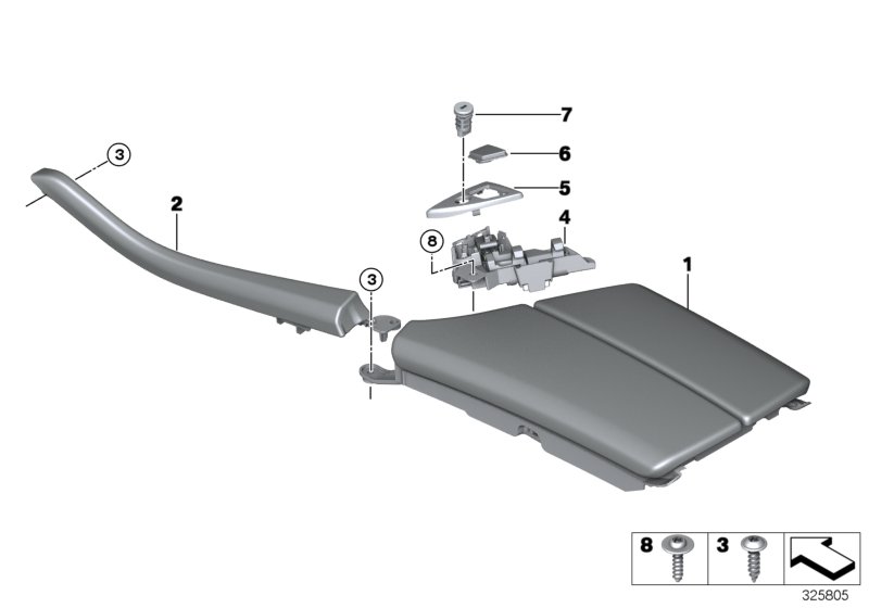 Подлокотник на центральной консоли для BMW F11N 535iX N55 (схема запчастей)