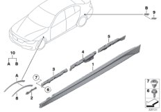 Накладка M порог / арка колеса для BMW F30 330d N57N (схема запасных частей)