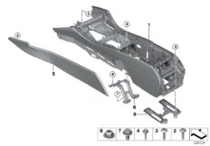 Центральная консоль для BMW F11N 520d B47 (схема запасных частей)