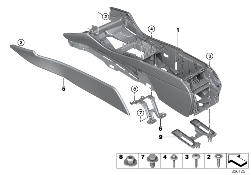 Центральная консоль для BMW F11N 535iX N55 (схема запчастей)