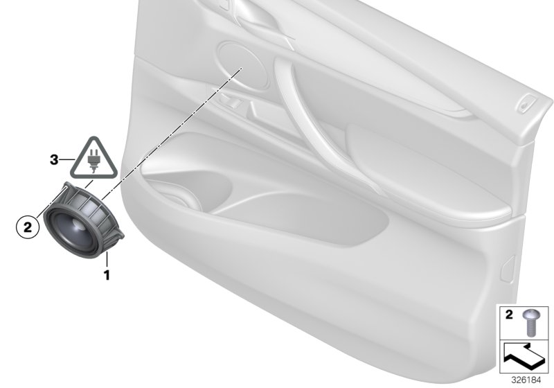 Детали стереосистемы на Пд двери для BMW F15 X5 25dX B47 (схема запчастей)