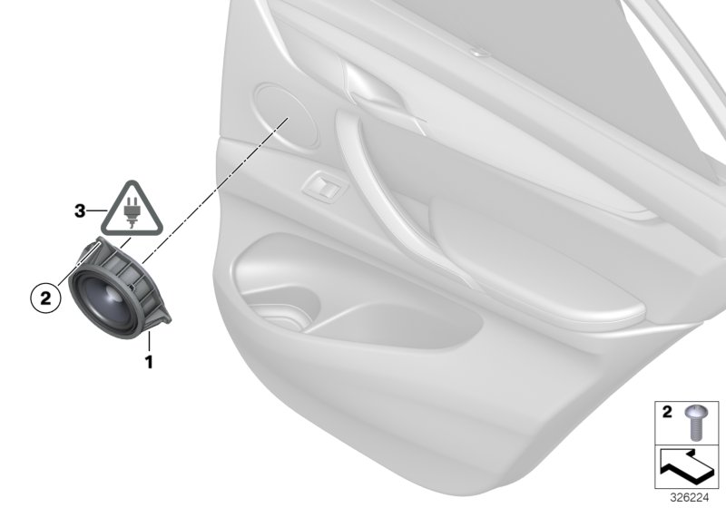 Детали стереосистемы на Зд двери для BMW F15 X5 25dX N47S1 (схема запчастей)