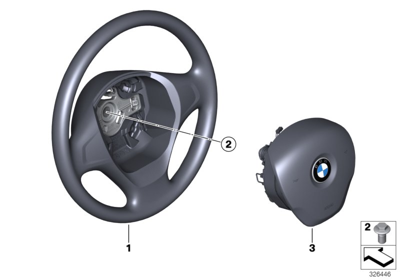 Рулевое колесо с НПБ для BMW F20 114i N13 (схема запчастей)