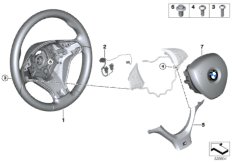 M спортивное рулевое колесо с НПБ,кожа для BMW E70 X5 3.0d M57N2 (схема запасных частей)