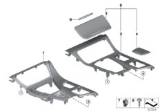 Дек.накладки на центральную консоль для BMW F10N 550iX N63N (схема запасных частей)