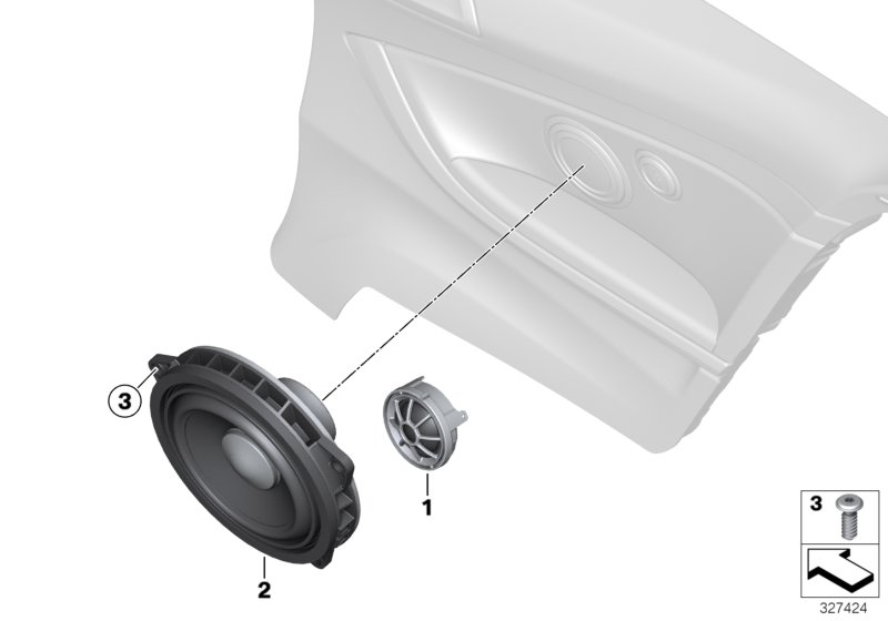 Детали аудиосистемы High End сзади для BMW F92 M8 S63M (схема запчастей)