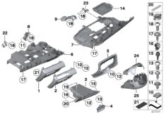Доп.элементы панели приборов Нж. для BMW F03 750LiS N63 (схема запасных частей)