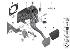 Педальный механизм АКПП для BMW F02N Hybrid 7L N55 (схема запасных частей)