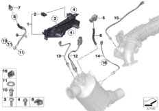 Датчики саж. фильтра/дополн.элементы для BMW F21 120dX N47N (схема запасных частей)