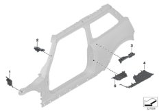Детали из шумопогл.матер.в полост.боков. для BMW F56 Cooper S B48C (схема запасных частей)