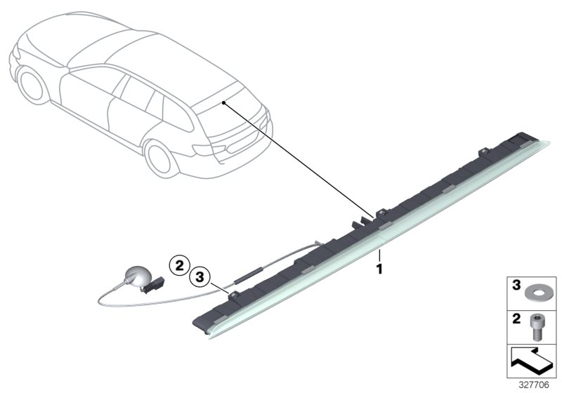 Третий фонарь стоп-сигнала для BMW F11 528i N20 (схема запчастей)