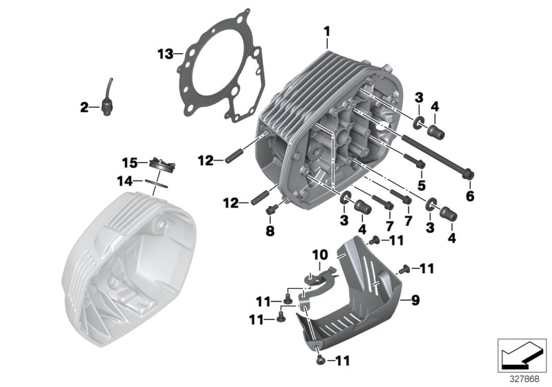 Головка блока цилиндров-доп.элементы для BMW K23 R nineT Scrambler (0J31, 0J33) 0 (схема запчастей)