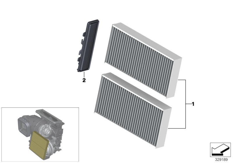 Микрофильтр/фильтр с активирован.углем для BMW I01 i3 60Ah IB1 (схема запчастей)